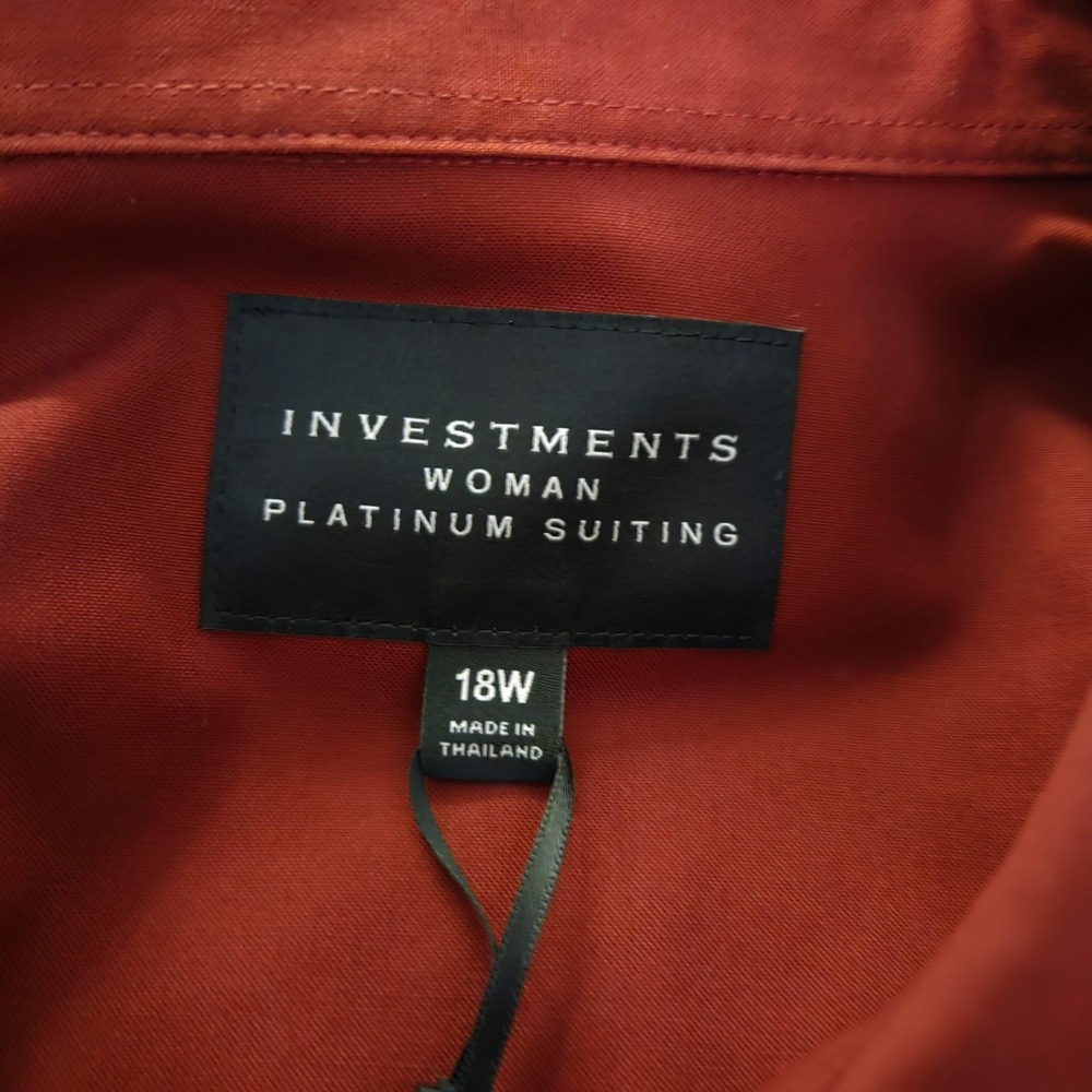 Investments sz 18W burgundy button up shirt NWT casual career basic cotton/spndx - Picture 11 of 14